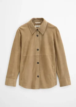 Leder-Overshirt regular aus weichem Ziegen-Veloursleder