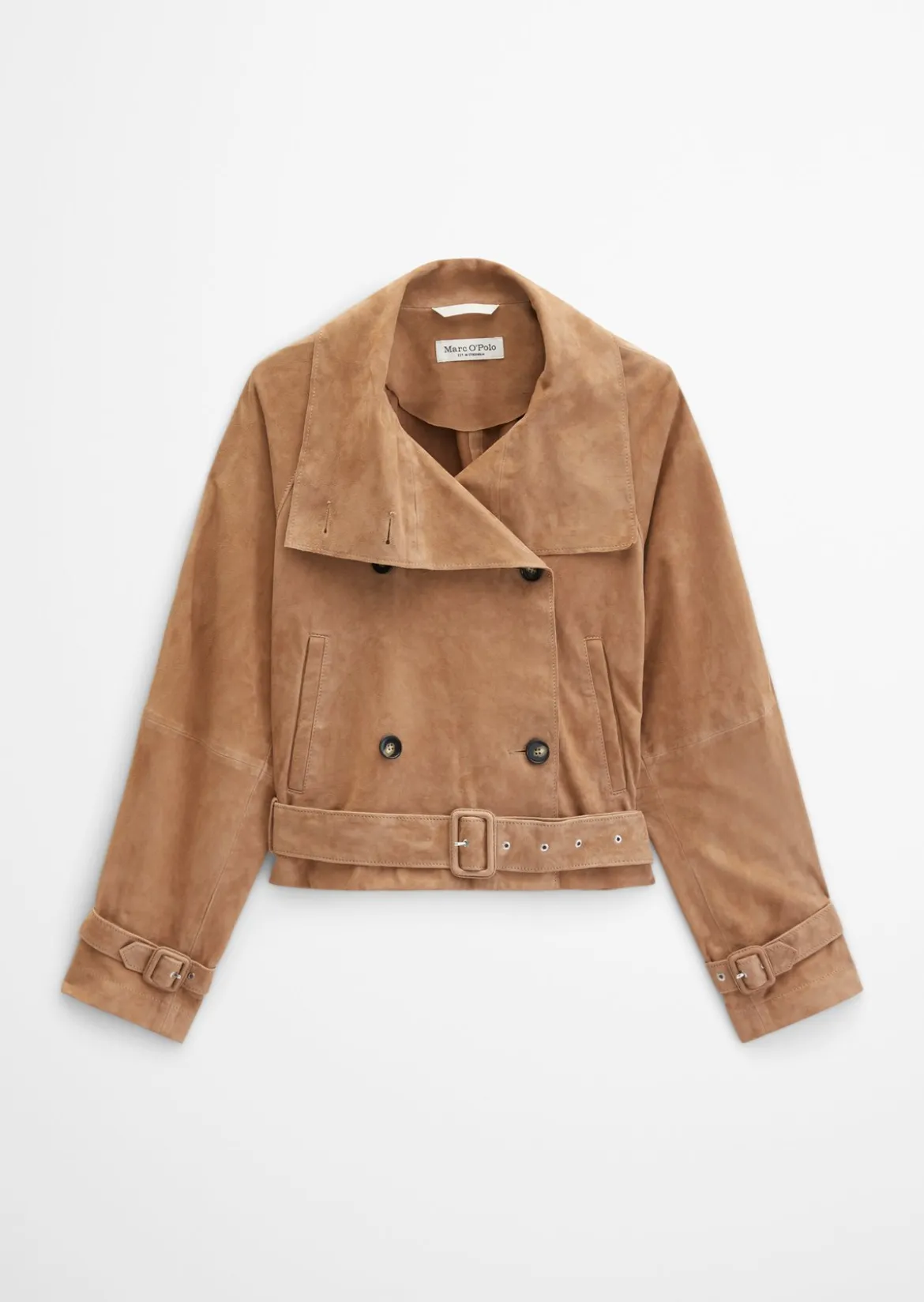 Leder-Trenchjacke relaxed aus softem Ziegenvelours-Leder