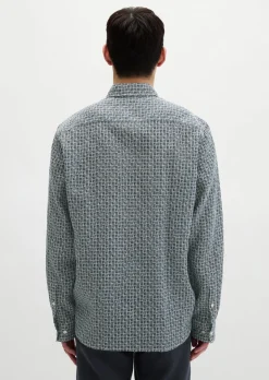 Leinenhemd regular mit Allover-Print
