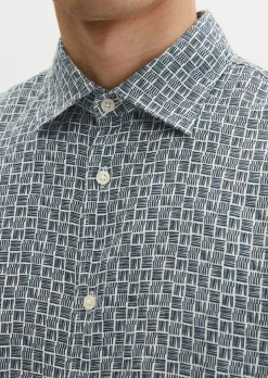 Leinenhemd regular mit Allover-Print