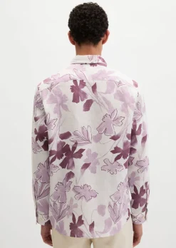 Leinenhemd regular mit Allover-Print
