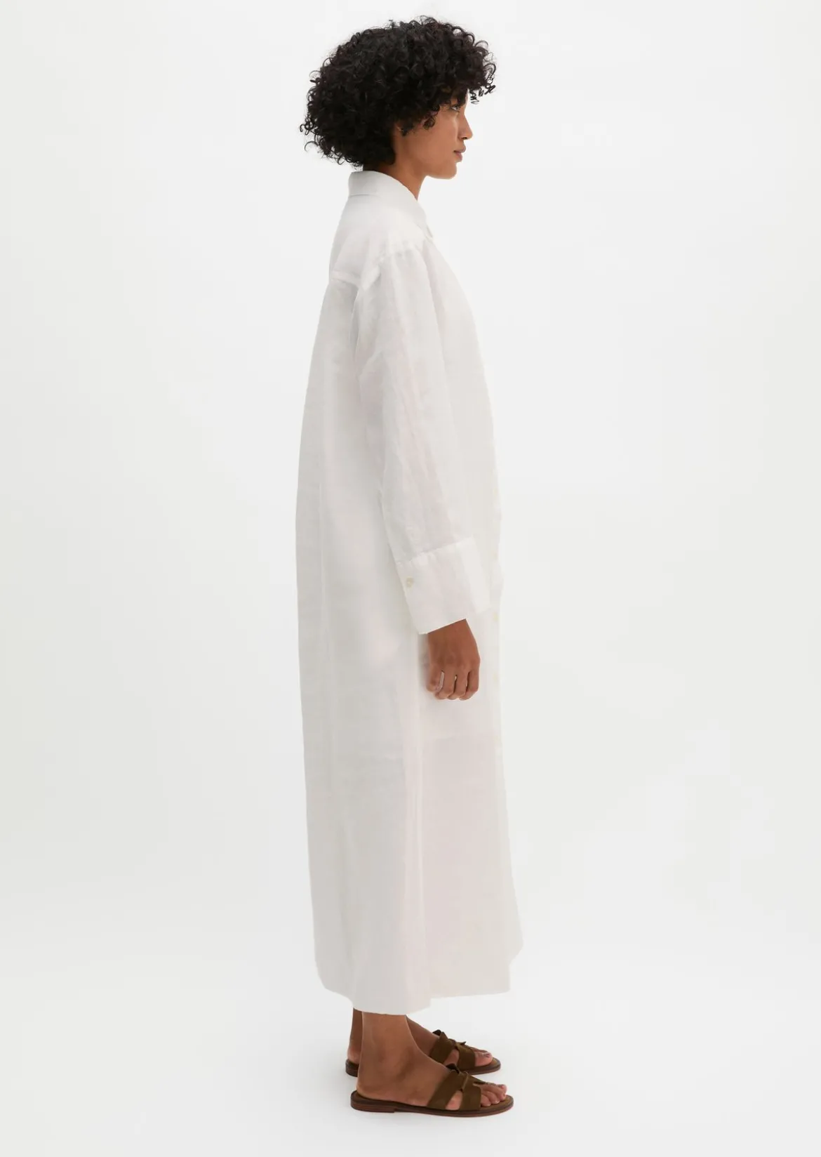 Leinen-Hemdblusenkleid wide mit Taillenbindeband