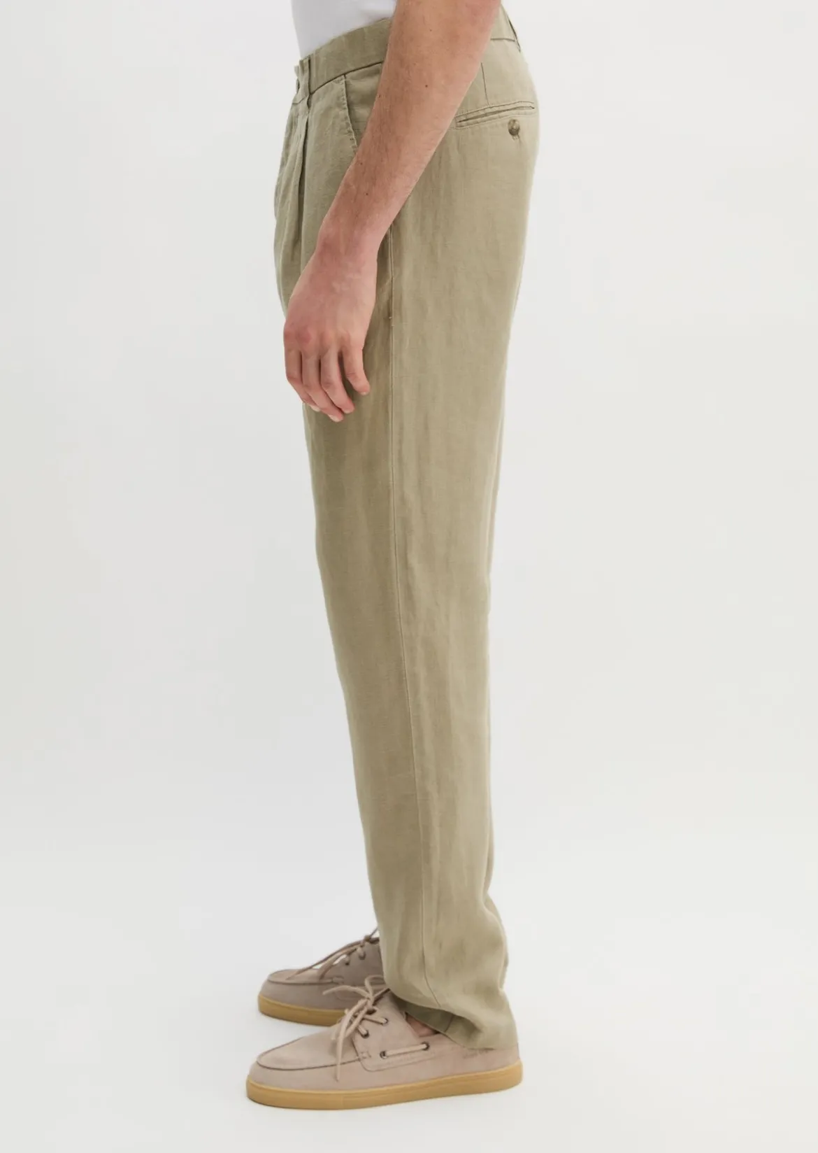 Leinenhose Model Osby Jogger pleats mit elastischem Bund