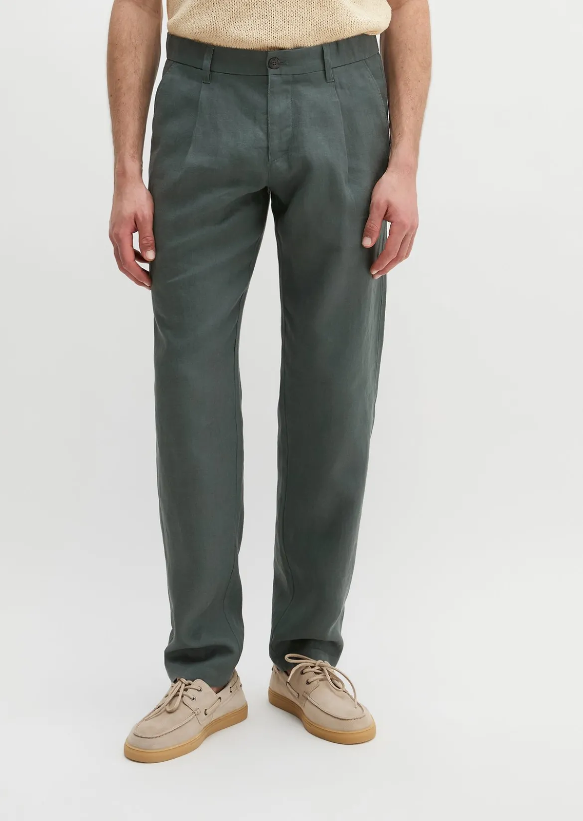 Leinenhose Model Osby Jogger pleats mit elastischem Bund