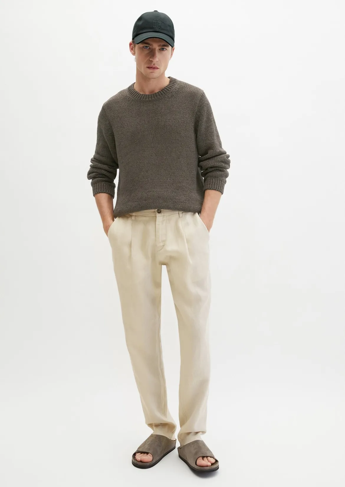Leinenhose Model Osby Jogger pleats mit elastischem Bund