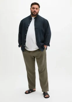Leinenhose Model Osby Jogger pleats mit elastischem Bund