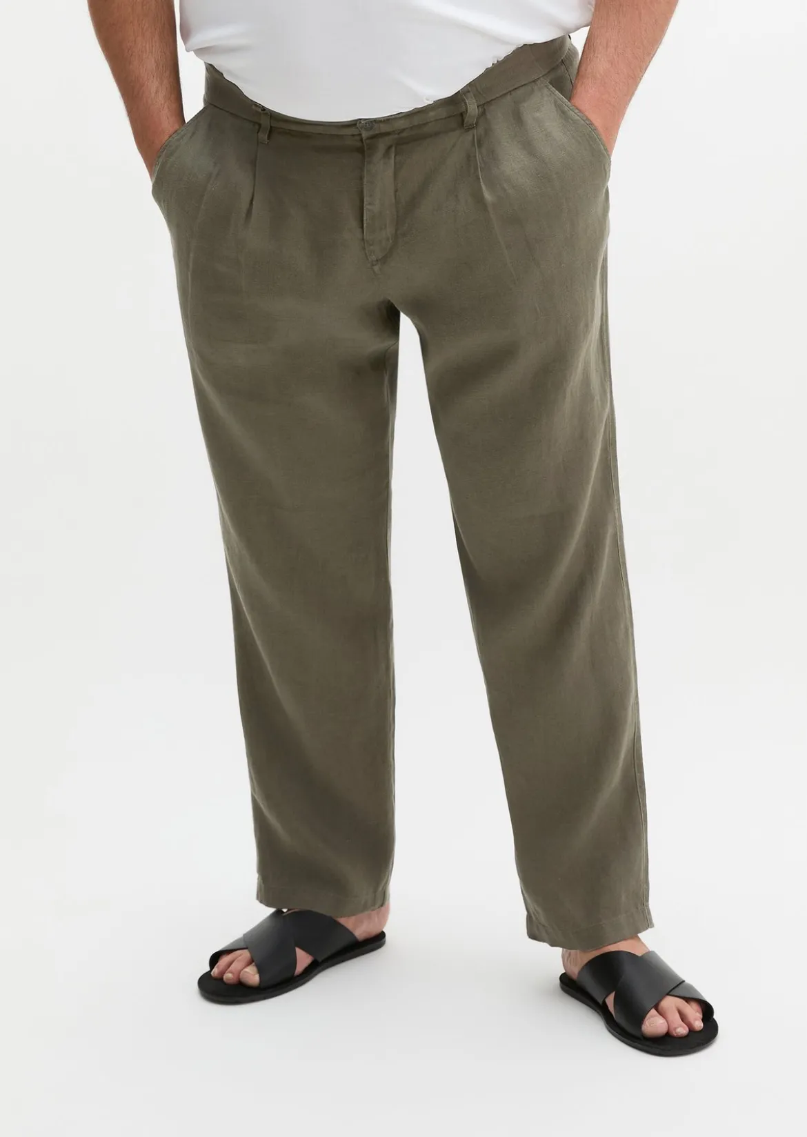 Leinenhose Model Osby Jogger pleats mit elastischem Bund