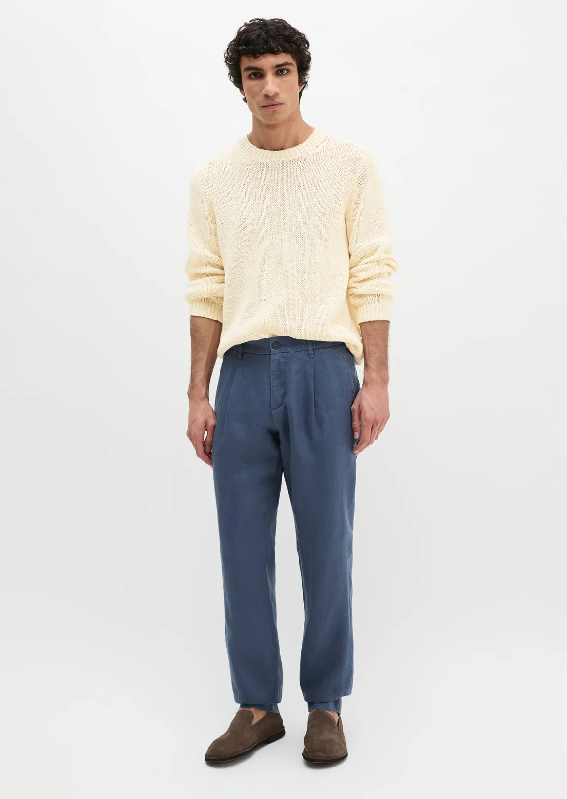Leinenhose Model Osby Jogger pleats mit elastischem Bund