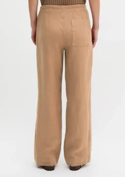 Leinenhose straight mit elastischem Tunnelzug-Bund