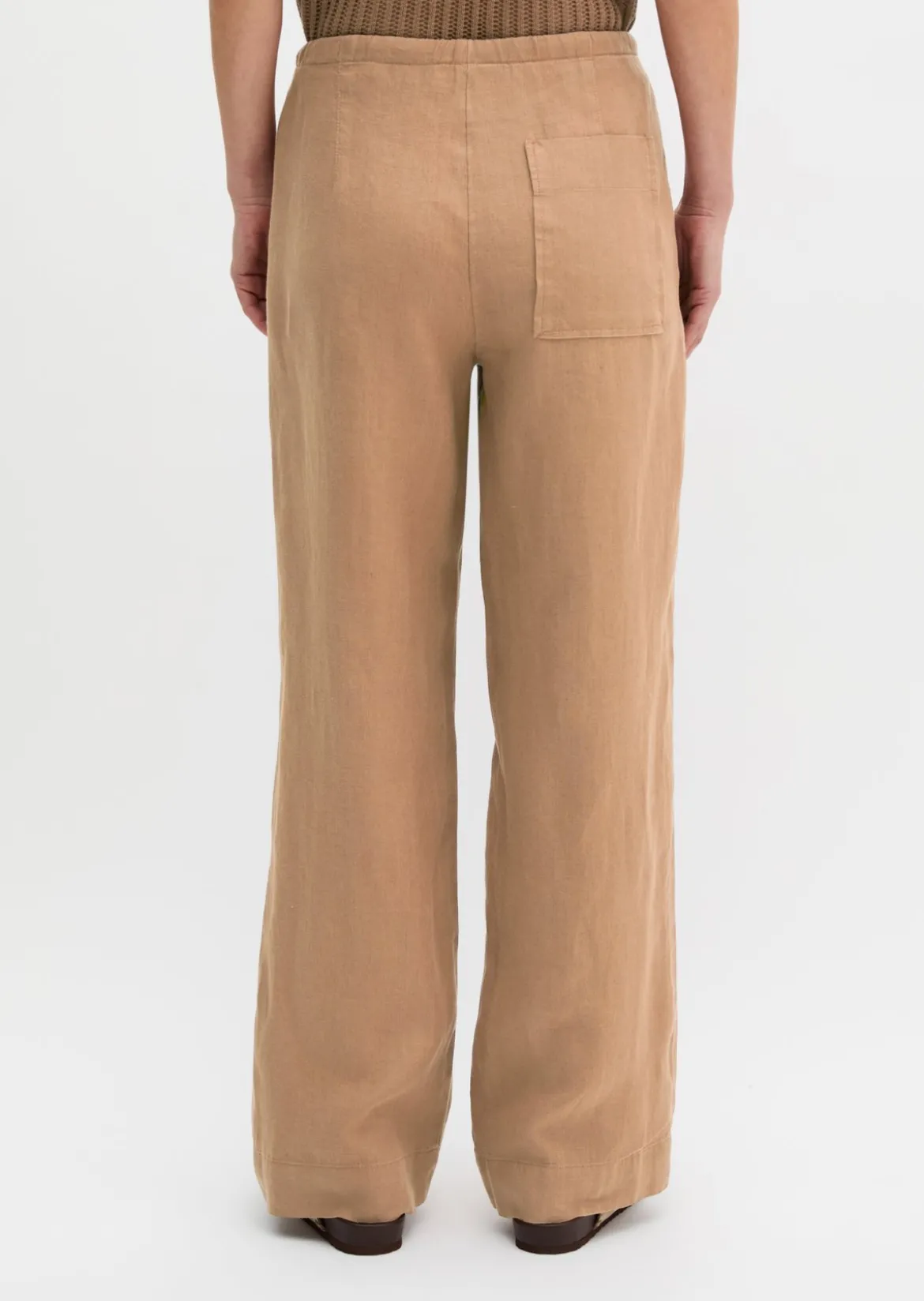 Leinenhose straight mit elastischem Tunnelzug-Bund
