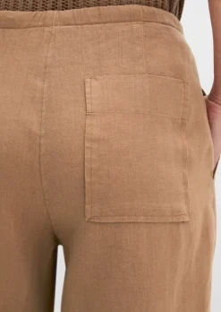 Leinenhose straight mit elastischem Tunnelzug-Bund