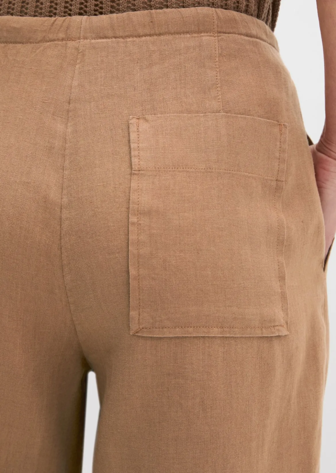 Leinenhose straight mit elastischem Tunnelzug-Bund