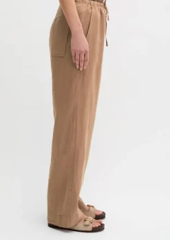 Leinenhose straight mit elastischem Tunnelzug-Bund