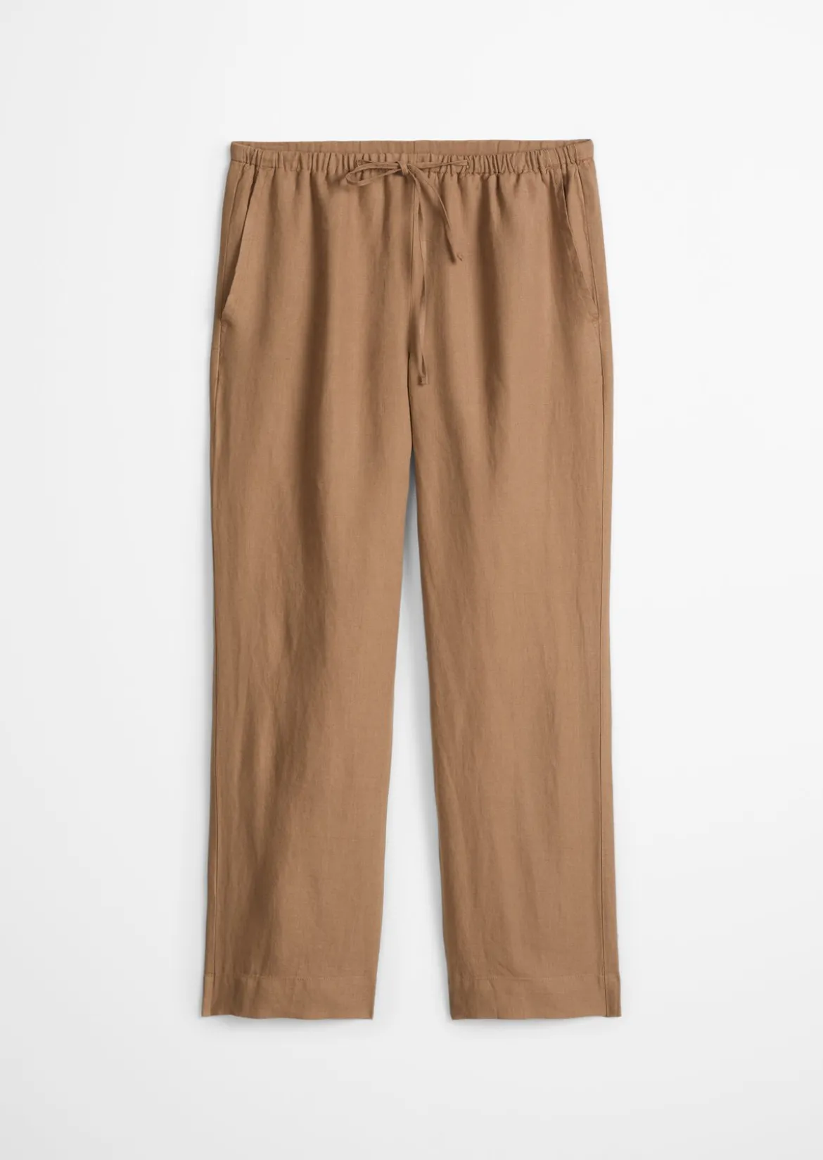 Leinenhose straight mit elastischem Tunnelzug-Bund