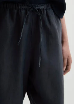 Leinenhose straight mit elastischem Tunnelzug-Bund