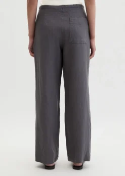 Leinenhose straight mit elastischem Tunnelzug-Bund