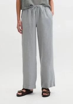 Leinenhose straight mit elastischem Bund