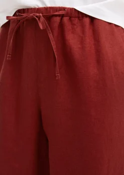 Leinenhose straight mit elastischem Tunnelzug-Bund