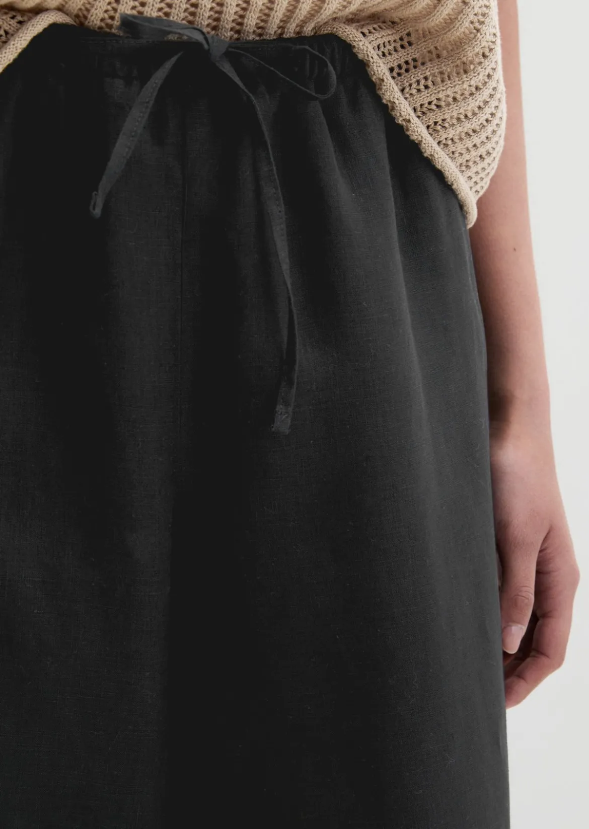 Leinenhose straight mit elastischem Tunnelzug-Bund