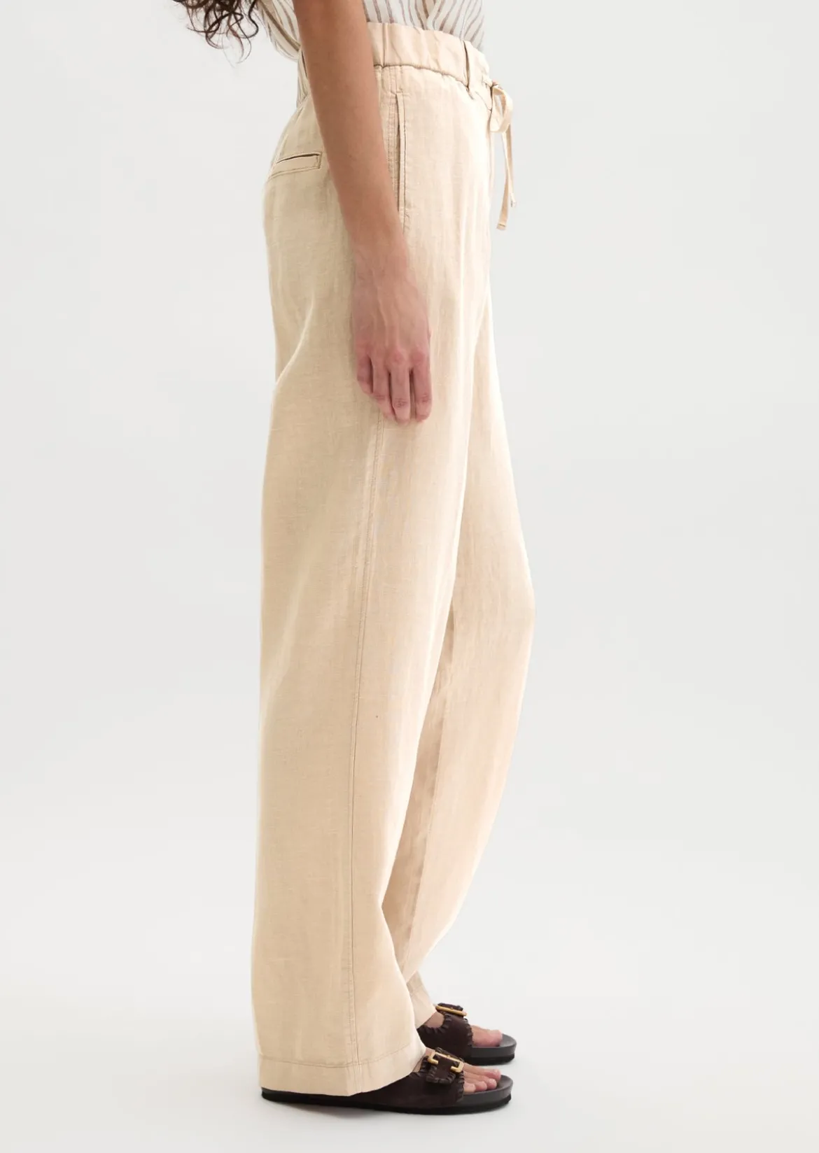 Leinenhose wide mit elastischem Bund