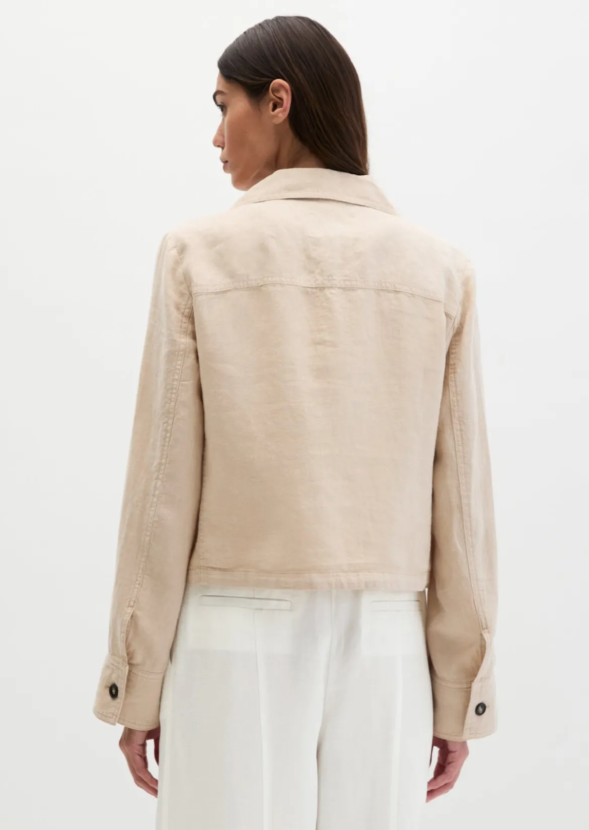 Leinenjacke straight mit aufgesetzten Taschen