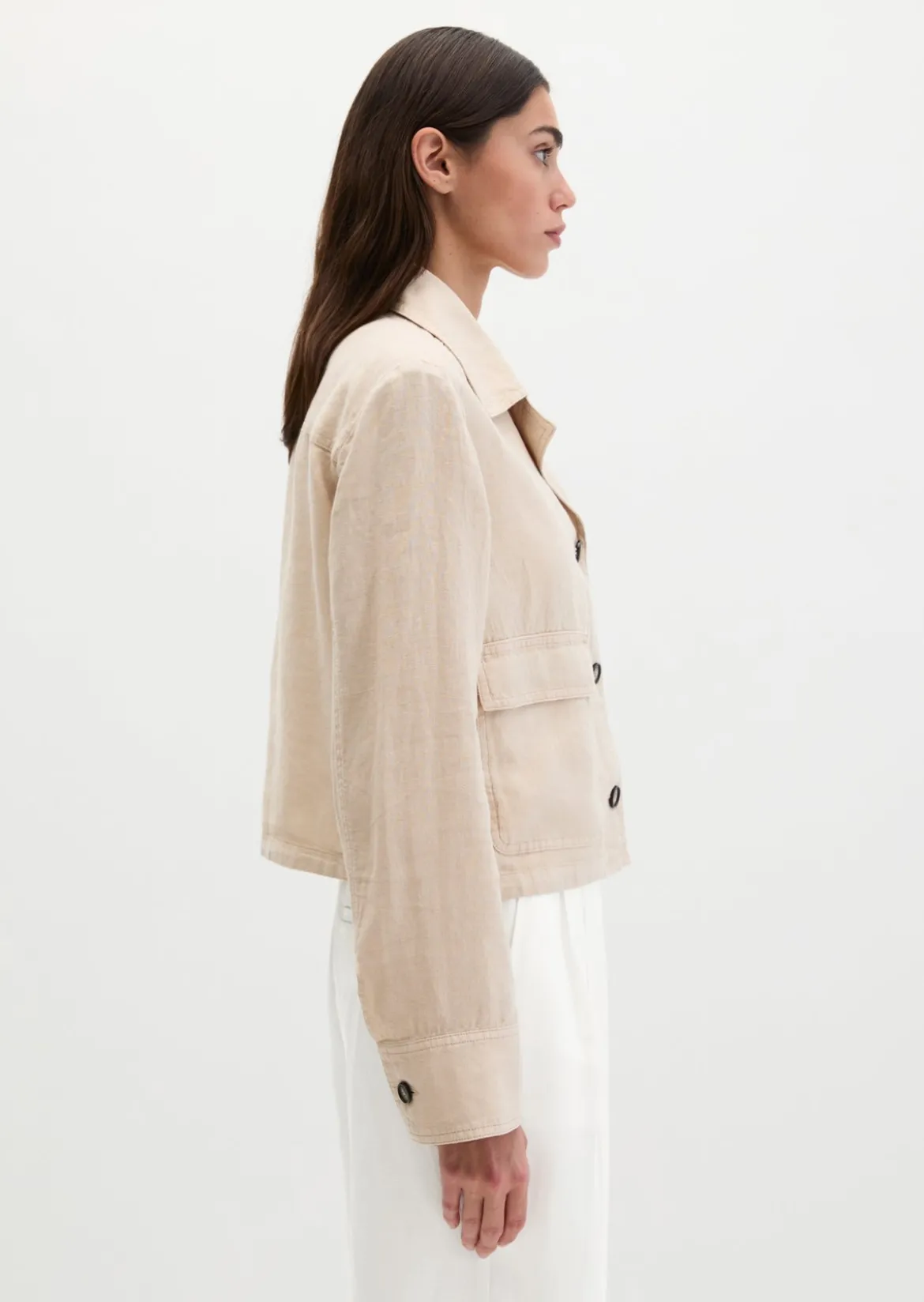 Leinenjacke straight mit aufgesetzten Taschen