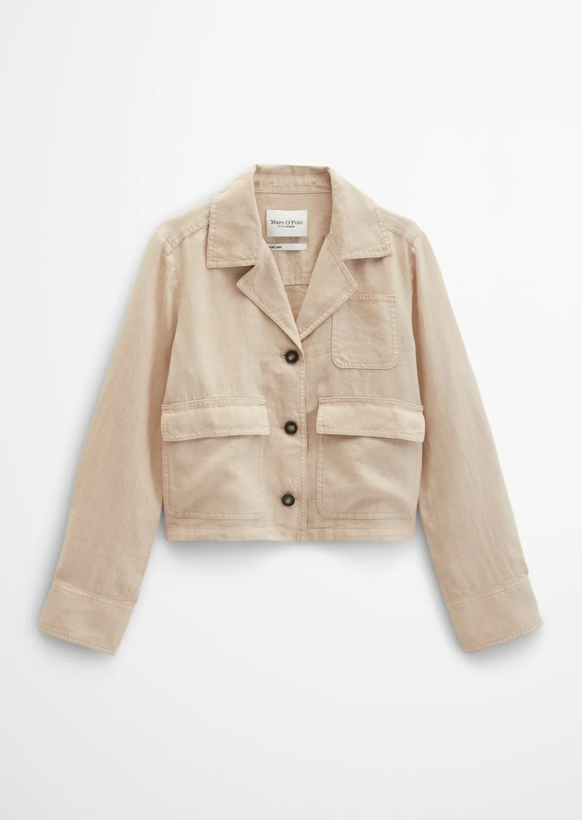 Leinenjacke straight mit aufgesetzten Taschen