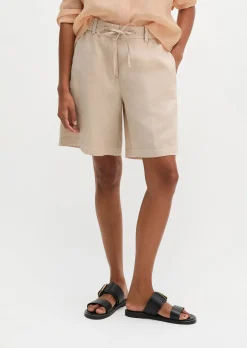 Leinenshorts relaxed mit elastischem Bund
