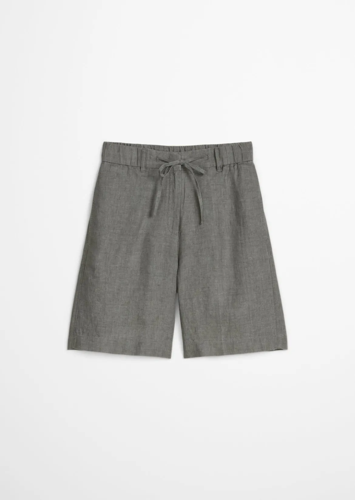Leinen-Shorts straight mit elastischem Bund