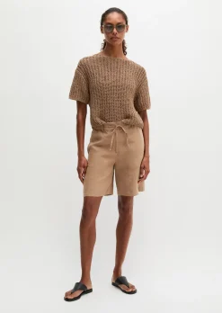Leinenshorts wide mit elastischem Tunnelzug-Bund
