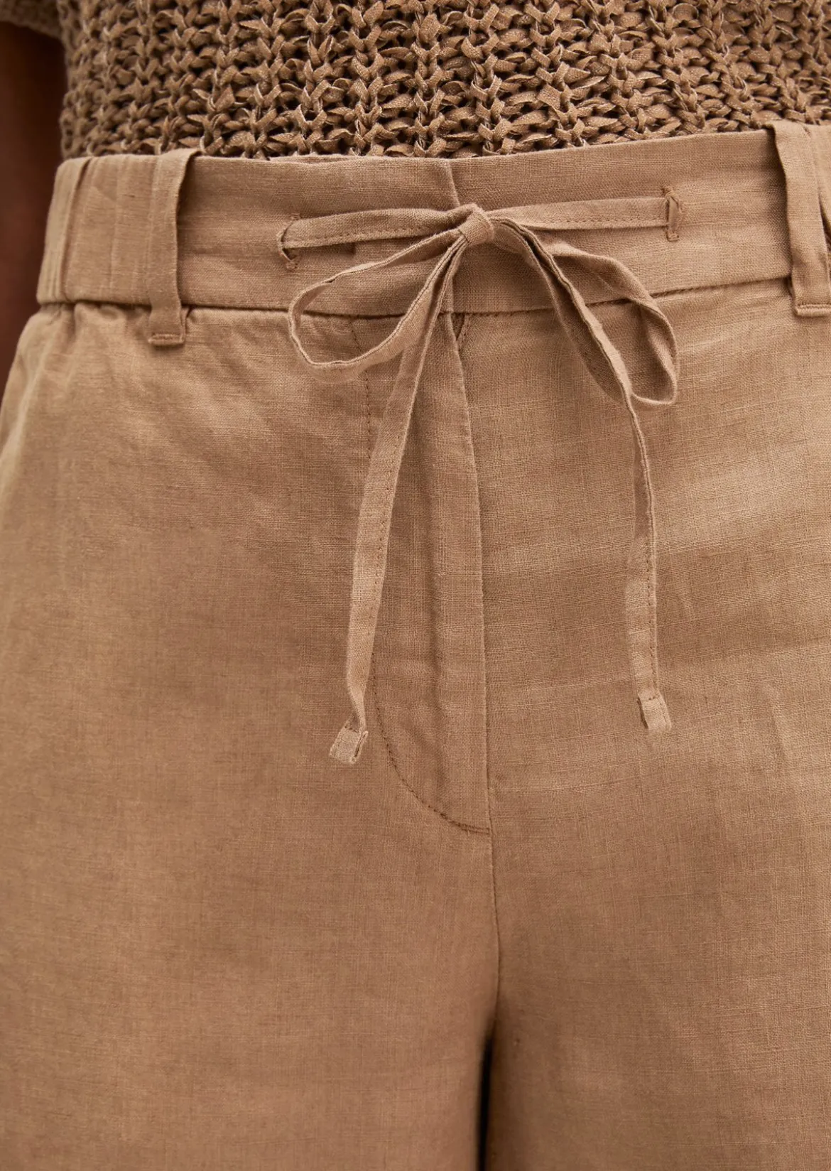 Leinenshorts wide mit elastischem Tunnelzug-Bund
