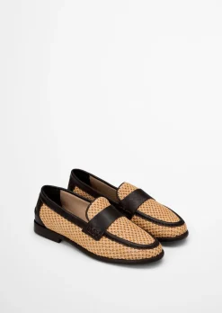 Loafer Model Fiona aus luftigem Raffiabast mit Leder