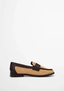 Loafer Model Fiona aus luftigem Raffiabast mit Leder