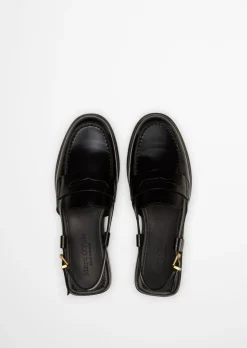 Loafer-Sandale Model Fiona aus glänzendem Rindleder