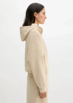 Logo-Hoodie-Sweatjacke relaxed mit recycelter Baumwolle