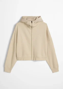 Logo-Hoodie-Sweatjacke relaxed mit recycelter Baumwolle
