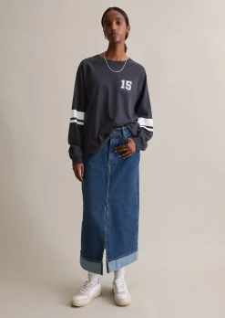 Longsleeve im College-Stil relaxed mit Streifen-Prints am Ärmel