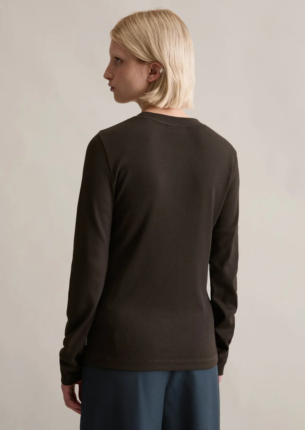 Longsleeve slim aus softem Bio-Baumwolle-Modal-Stretch-Jersey