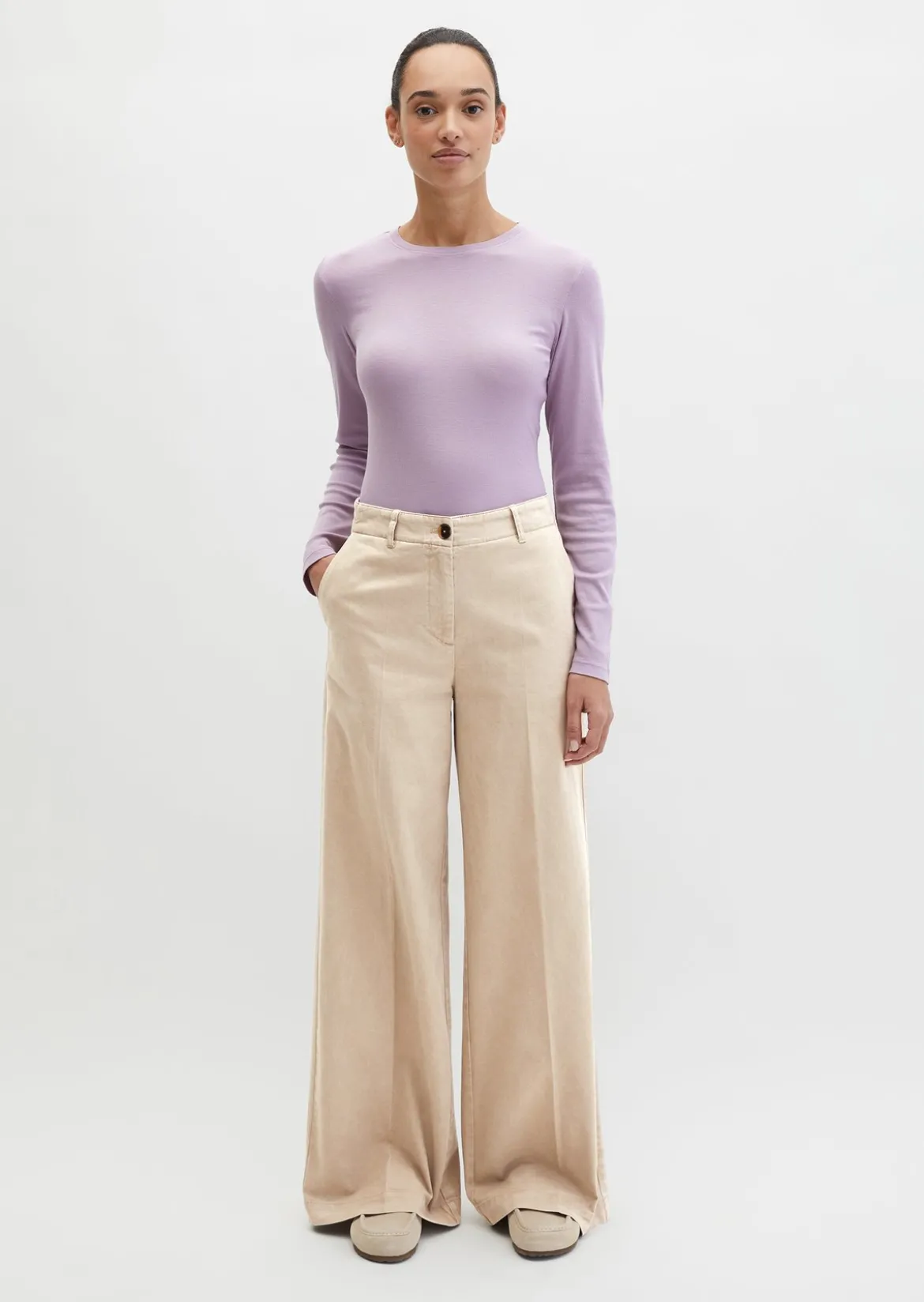 Longsleeve slim garment-dyed aus Rippjersey