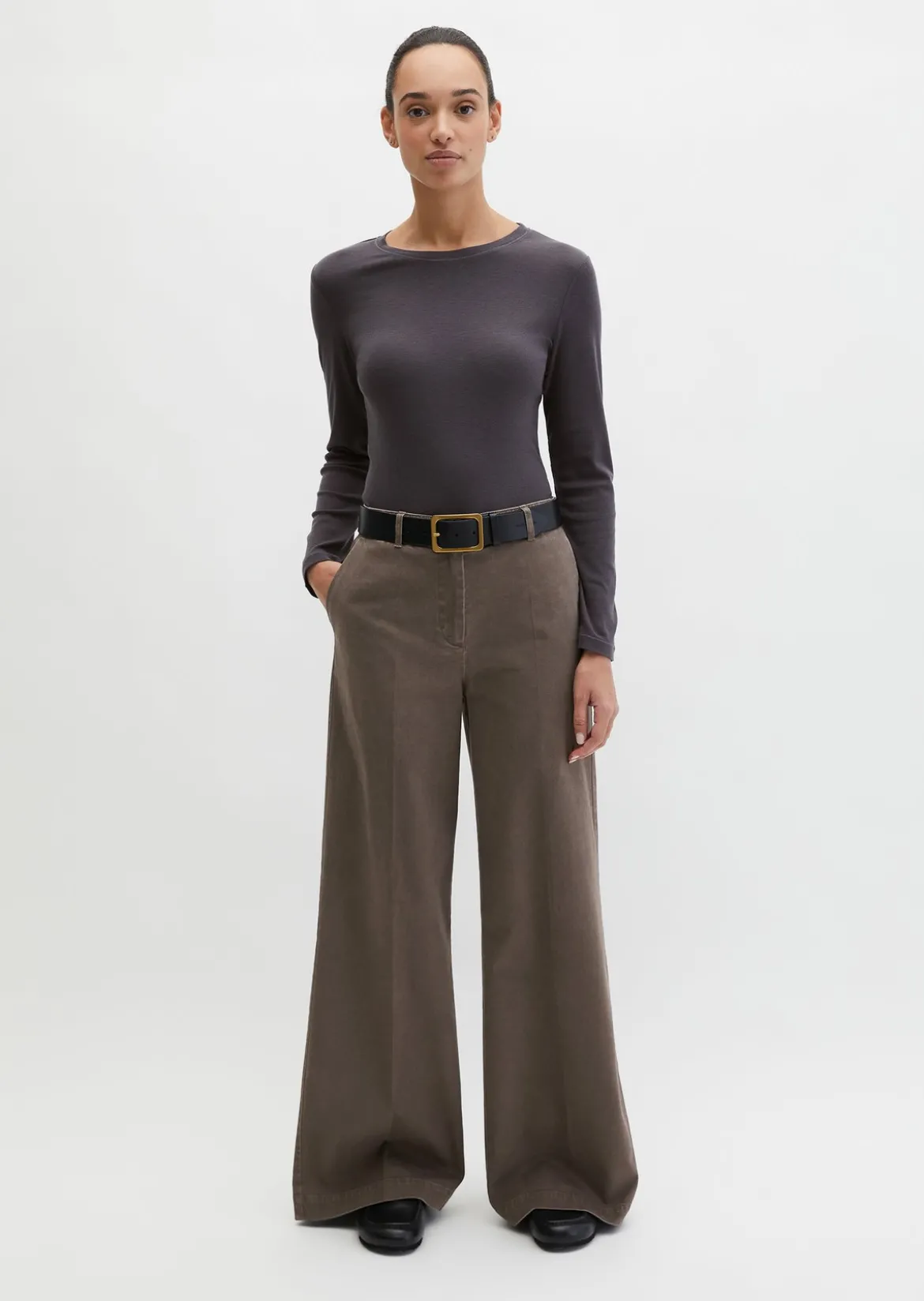 Longsleeve slim garment-dyed aus Rippjersey