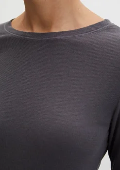 Longsleeve slim garment-dyed aus Rippjersey