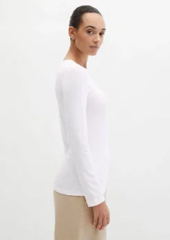 Longsleeve slim garment-dyed aus Rippjersey