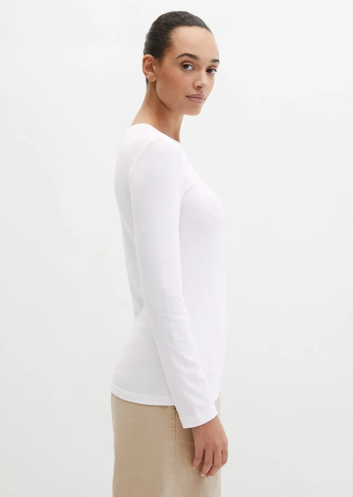 Longsleeve slim garment-dyed aus Rippjersey