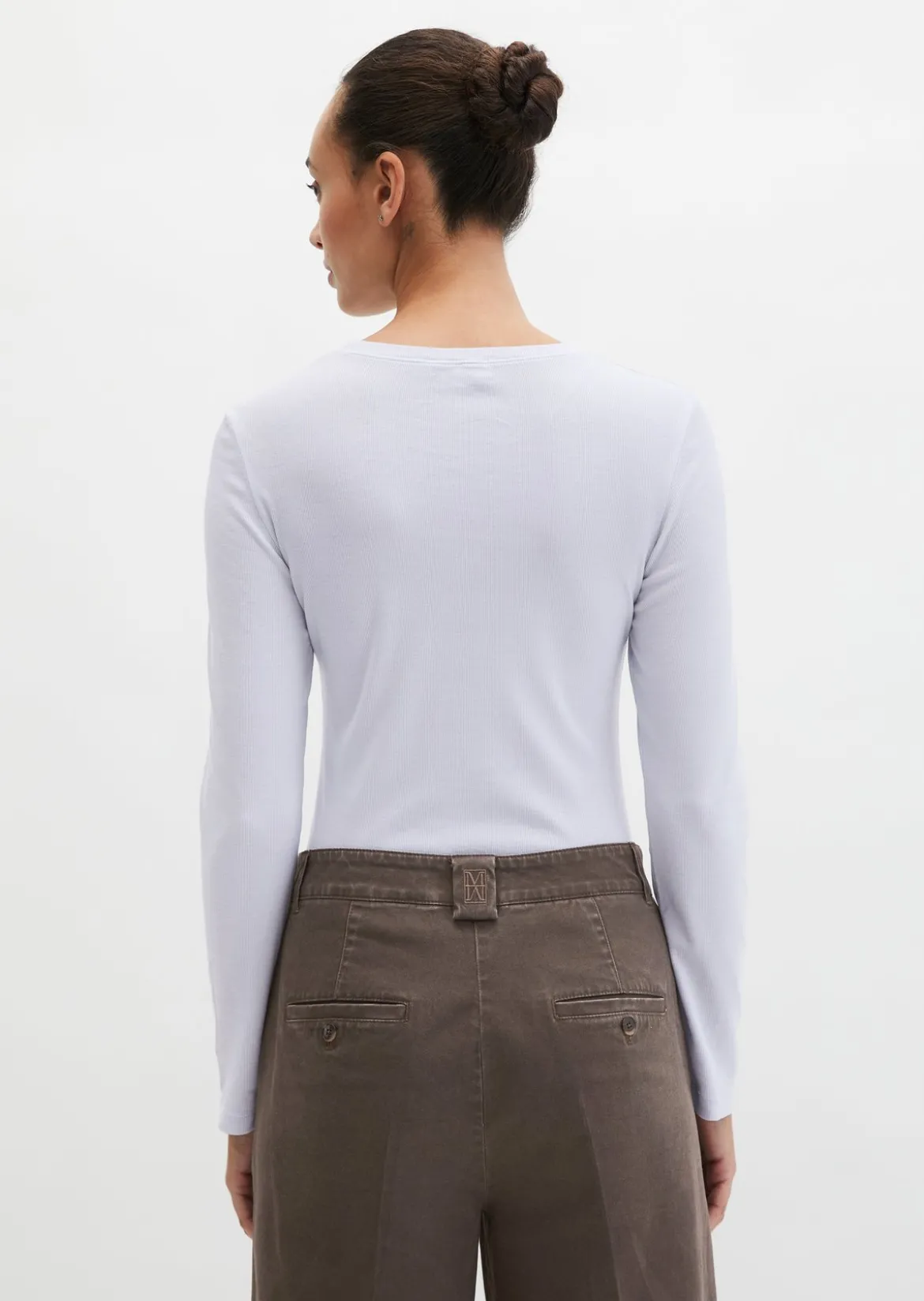 Longsleeve slim garment-dyed aus Rippjersey
