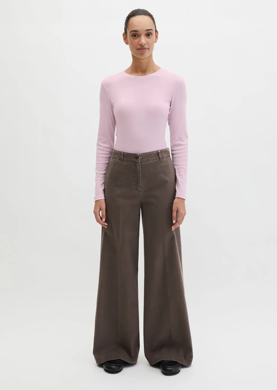 Longsleeve slim garment-dyed aus Rippjersey