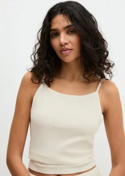 Lounge-Cami-Top aus geripptem Bio-Baumwoll-Mix