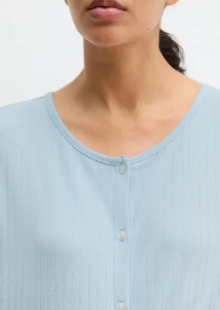 Lounge-Jersey-Cardigan aus geripptem Bio-Baumwoll-Mix