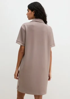 Lounge-Polokleid aus weichem Materialmix