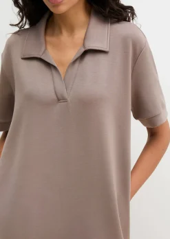 Lounge-Polokleid aus weichem Materialmix