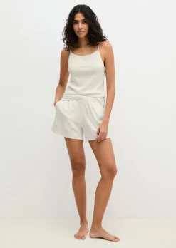 Lounge-Shorts aus geripptem Bio-Baumwoll-Mix
